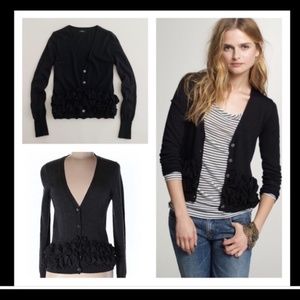 J Crew Sofie black ruffled bottom sweater